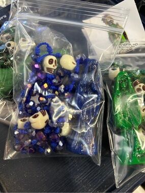 Children's Blue Skull Bead Bracelet Necklace Set - Unbranded